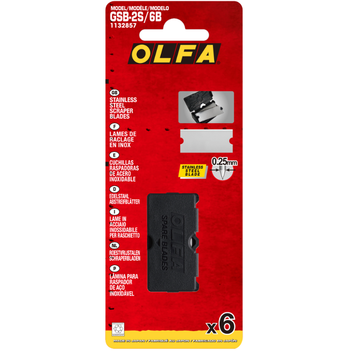 Olfa GSR-2 Replacement Blades For Slim Glass Scraper GSB-2S/6B (6 Pack)