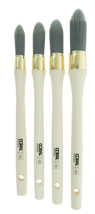 Coral Precision Round Sash Paint Brushes - Four Piece Set