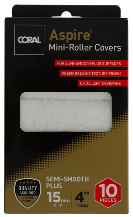 Coral Aspire 4" inch Mini Paint Roller Covers - 10 Sleeve Pack - 3 Sizes