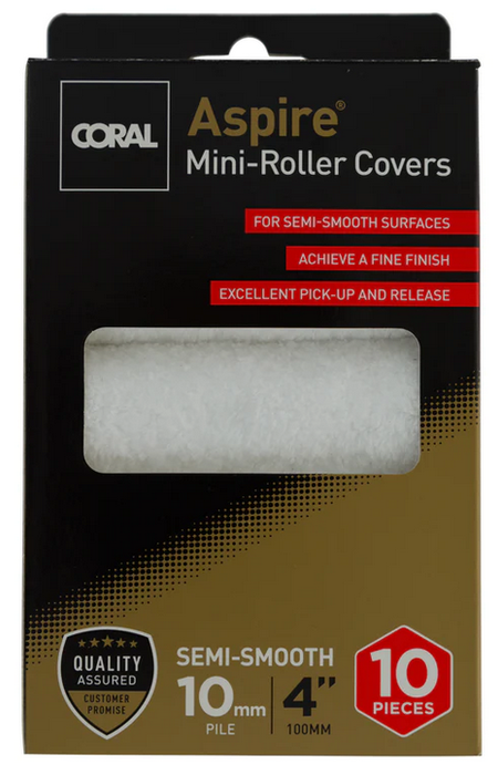 Coral Aspire 4" inch Mini Paint Roller Covers - 10 Sleeve Pack - 3 Sizes