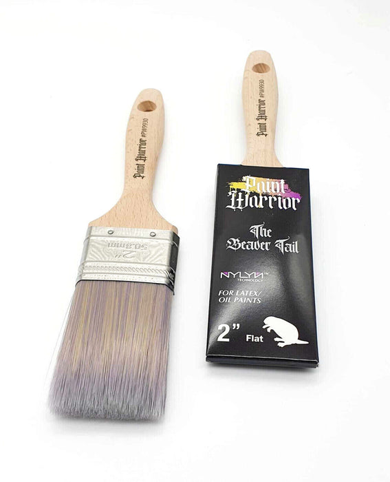 PAINT WARRIOR BEAVER TAIL BoxSet Straight Cut Flat Paint Brushes - Polyester Blend 1.5", 2" 2.5"