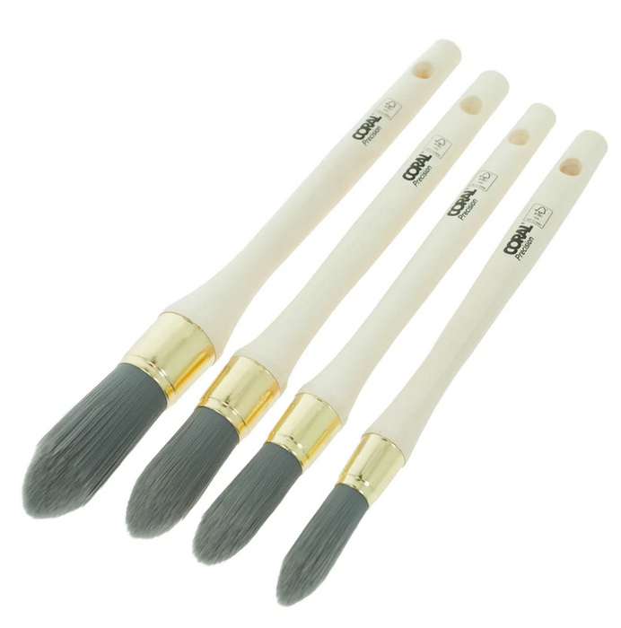 Coral Precision Round Sash Paint Brushes - Four Piece Set