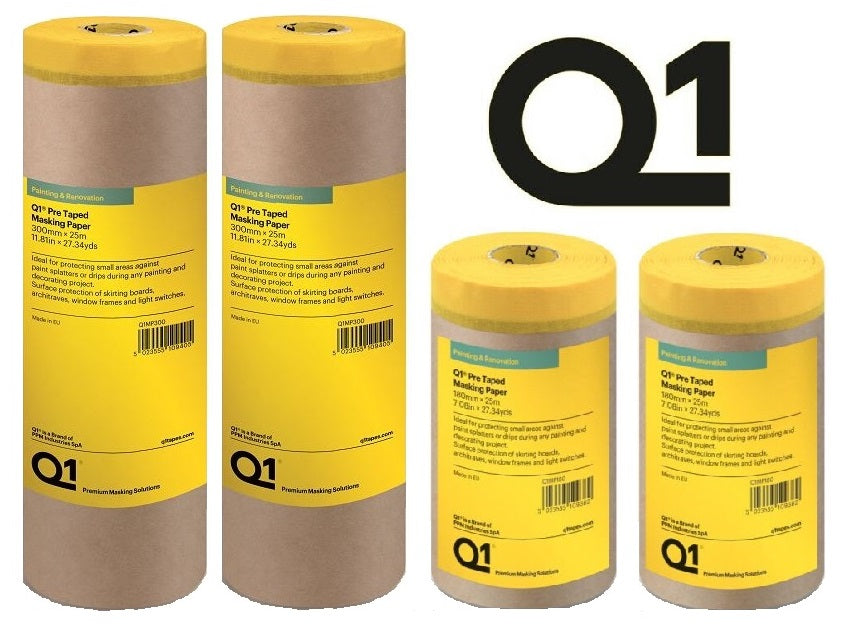 Q1 Pre-Taped Masking Paper- 180mm & 300m Rolls