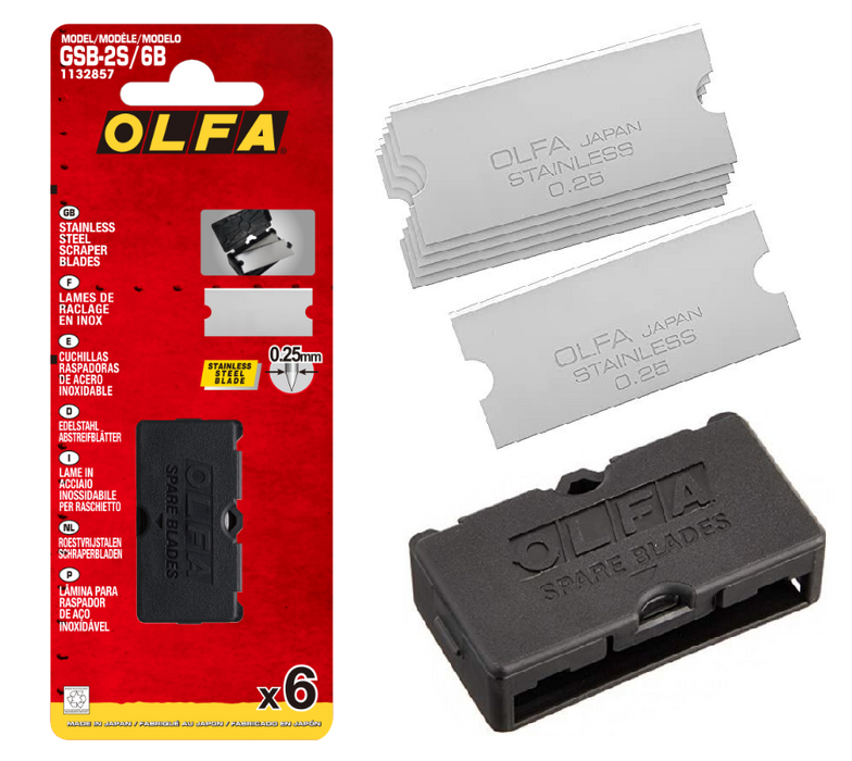 Olfa Slim Glass Scraper With Replacement Blades (6 Pack)