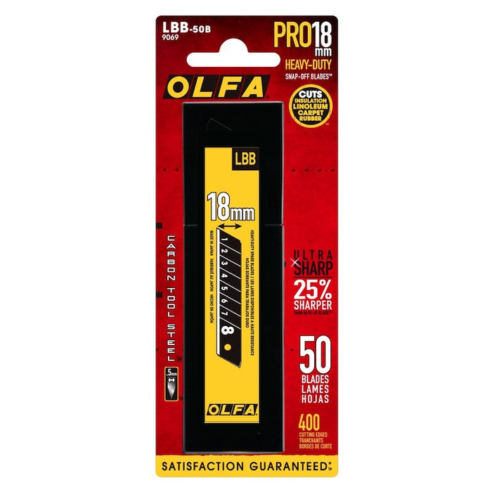 OLFA EXCEL BLACK Ultra Sharp Snap Off Blades 18mm (Pack Of 50)