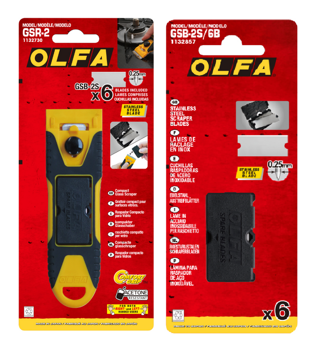 Olfa Slim Glass Scraper With Replacement Blades (6 Pack)