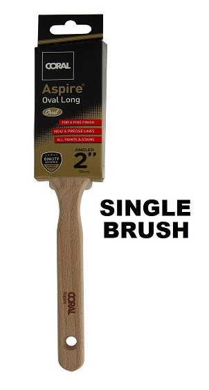 Coral Aspire 2" Inch Oval Paint Brush with Angled Cut Long Handle for Professional Results