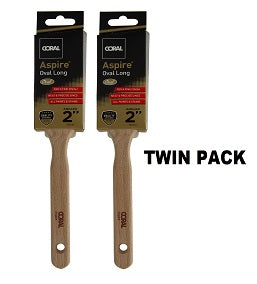 Coral Aspire 2" Inch Oval Paint Brush with Angled Cut Long Handle for Professional Results