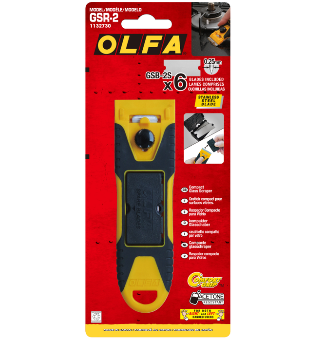 Olfa Slim Glass Scraper With Replacement Blades (6 Pack)