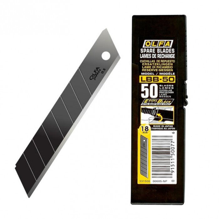 OLFA EXCEL BLACK Ultra Sharp Snap Off Blades 18mm (Pack Of 50)